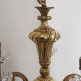 Solid bronze chandelier with crystal pendants and bobeches - Lucien GAU