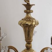 Solid bronze chandelier with crystal pendants and candle holders - Lucien GAU