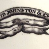 English dessert plate signed David Johnston & Cie: Black and white landscape