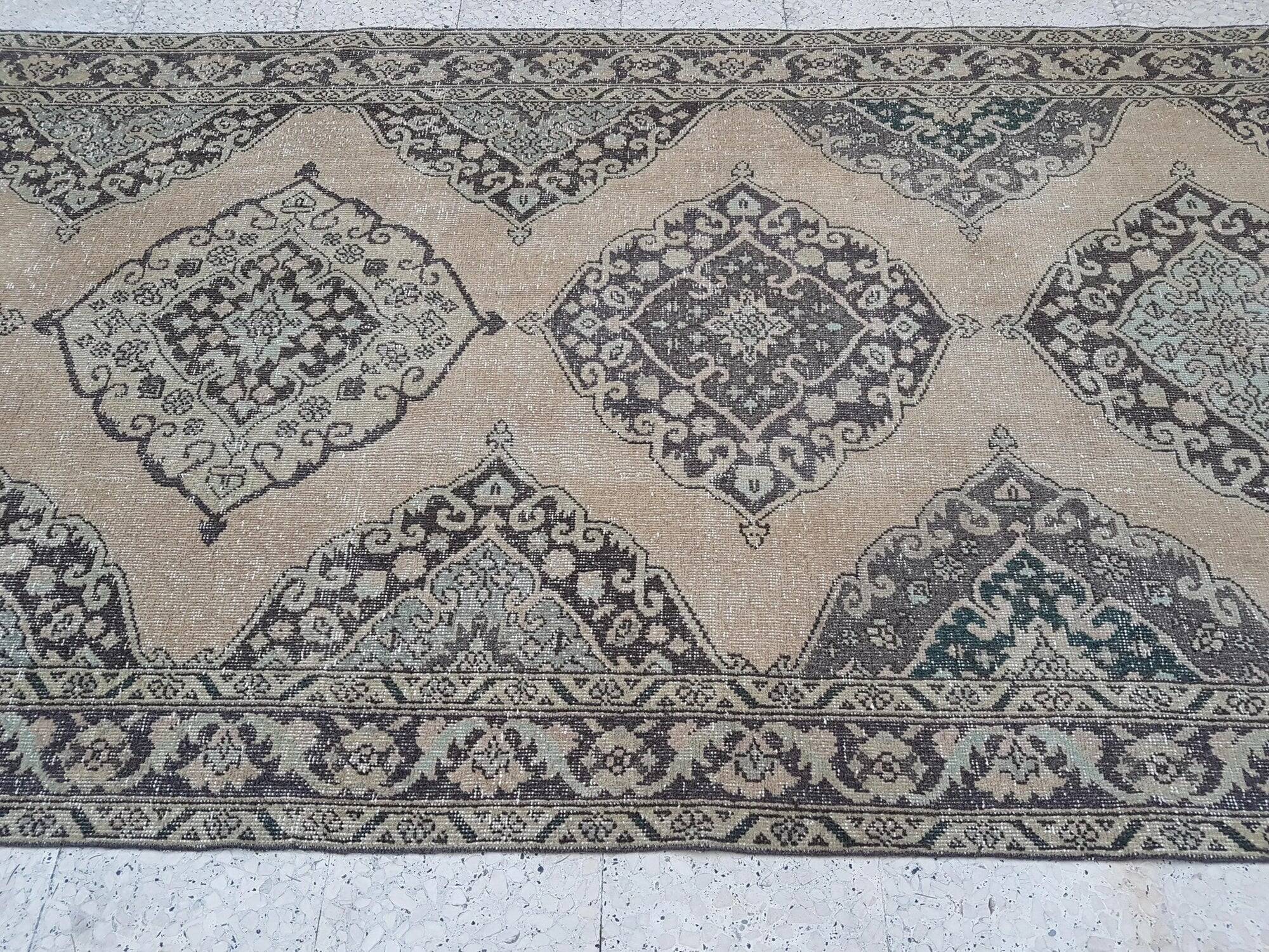 Vintage Turkish hallway rug 143x391 cm