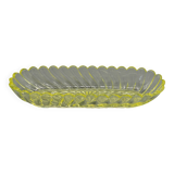 Ancien ravier porte peigne en cristal signe baccarat modele bambou tors jaune