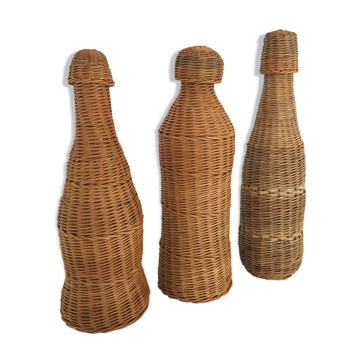 Set of 3 rattan bottles