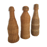 Set of 3 rattan bottles