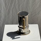 Small silver and gold Italian coffee maker Alpu-F Puppieni in stainless steel