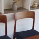4 vintage Scandinavian chairs in teak and blue fabric - Model 26 by Henning Kjærnulf