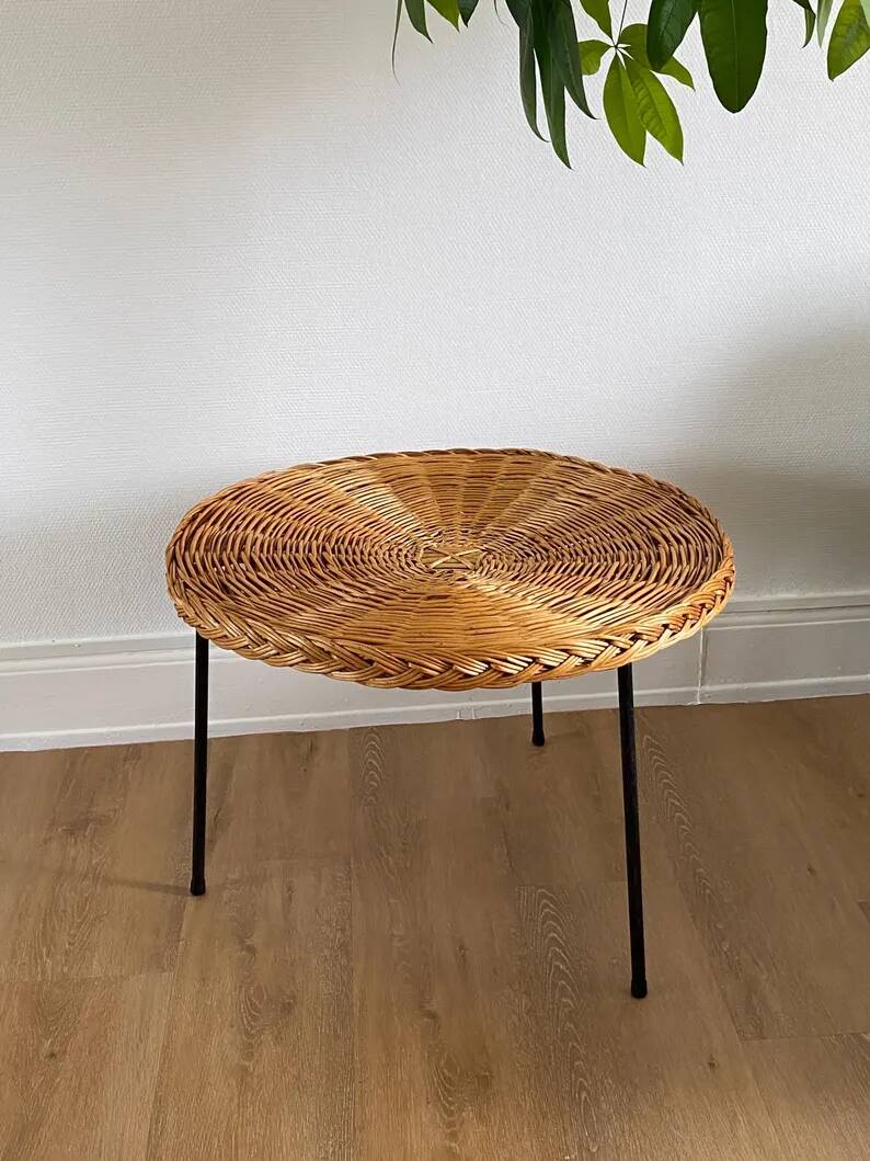 Rattan coffee table by Roberto Mango, Italy 1950s