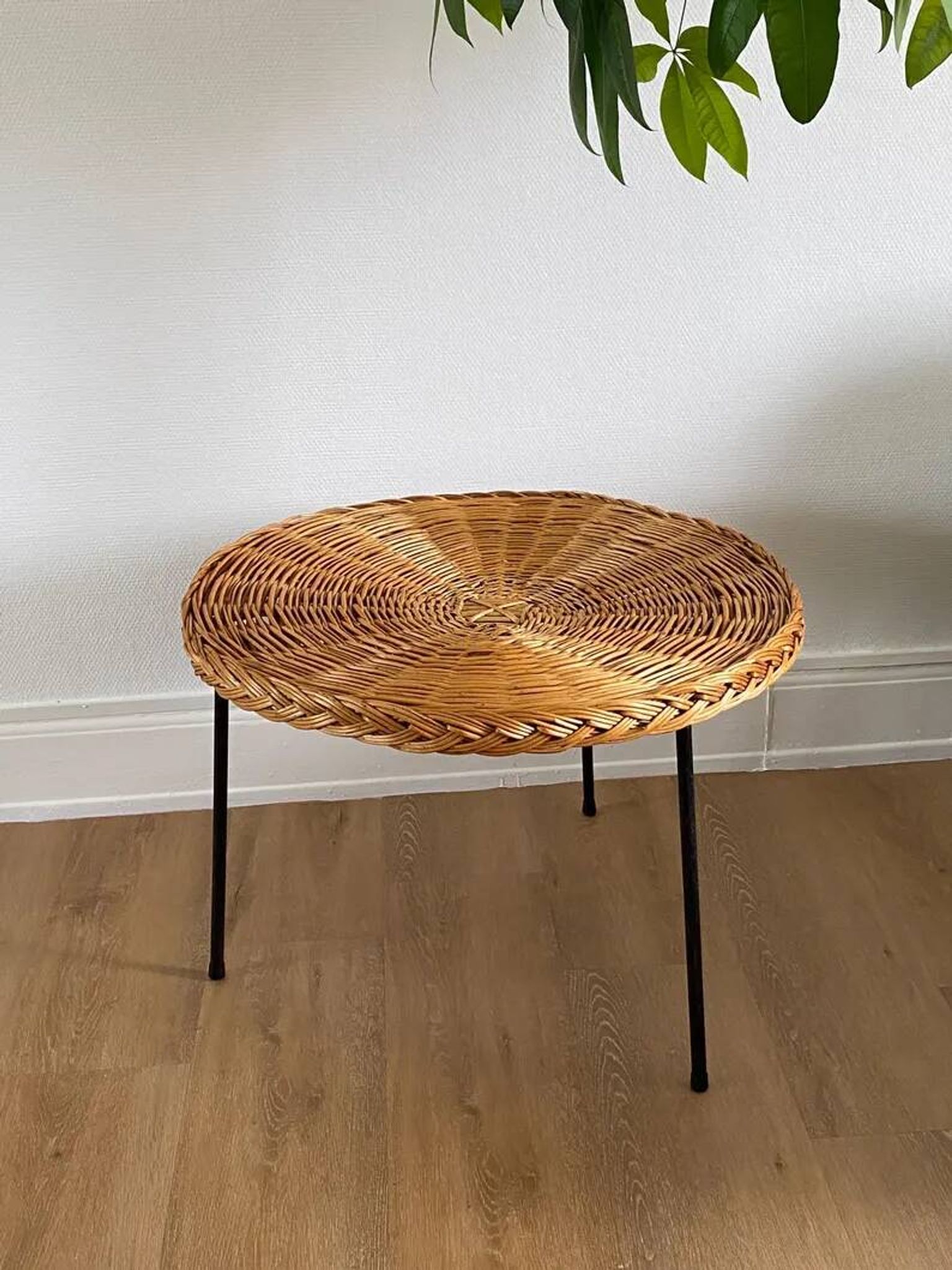 Table basse en rotin par Roberto Mango, Italie 1950s