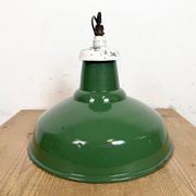 Industrial British Green Enamel Factory Pendant Lamp, 1960s