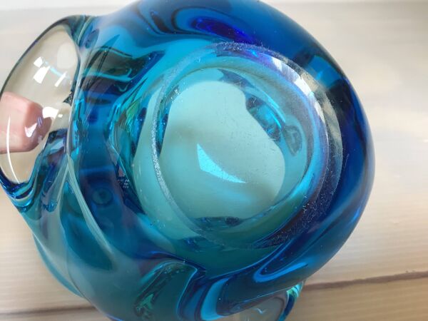Vide poche cendrier bleu style Murano
