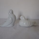 2 Ceramic candle holders shape white bird