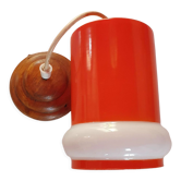 Luminaire suspension opaline vintage 70s orange and white impeccable condition.