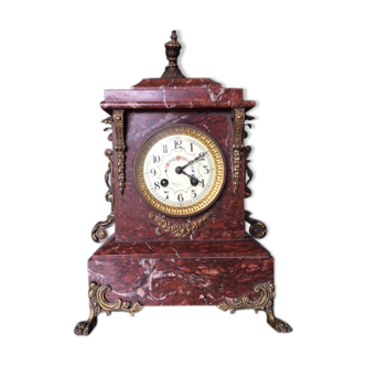 Napoleon III pink marble chimney clock