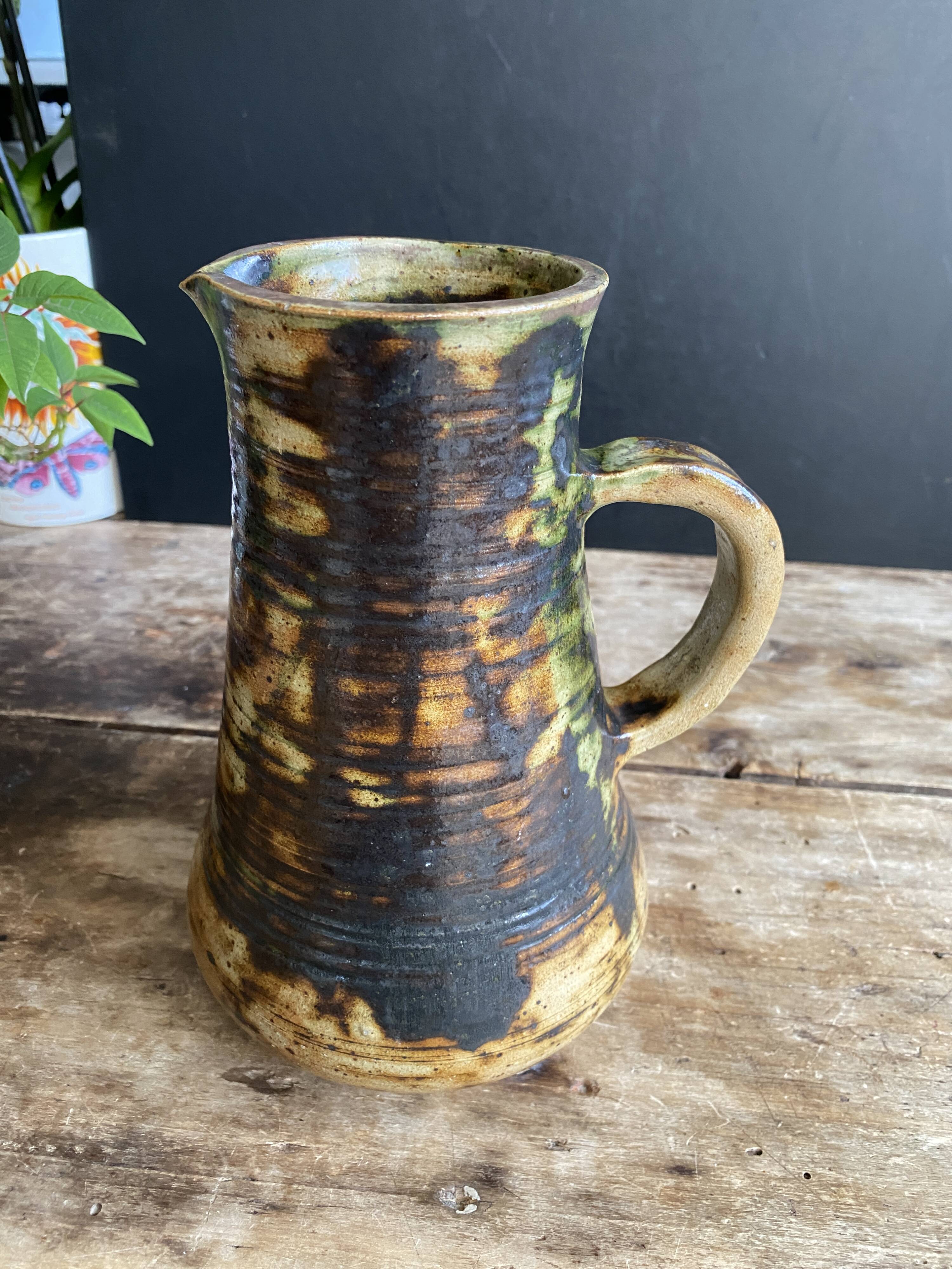 Magnificent pyrite stone jug, unique piece by French ceramist Caty Bie.