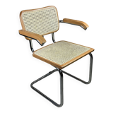 70'S Italian sled chair in beech and chrome aluminum