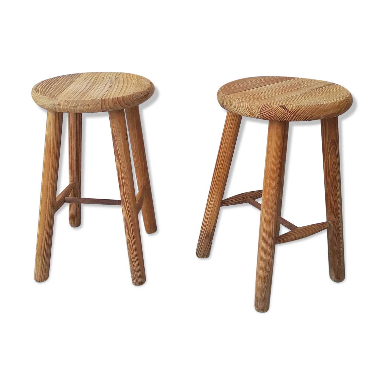 Set of 2 vintage pine stools