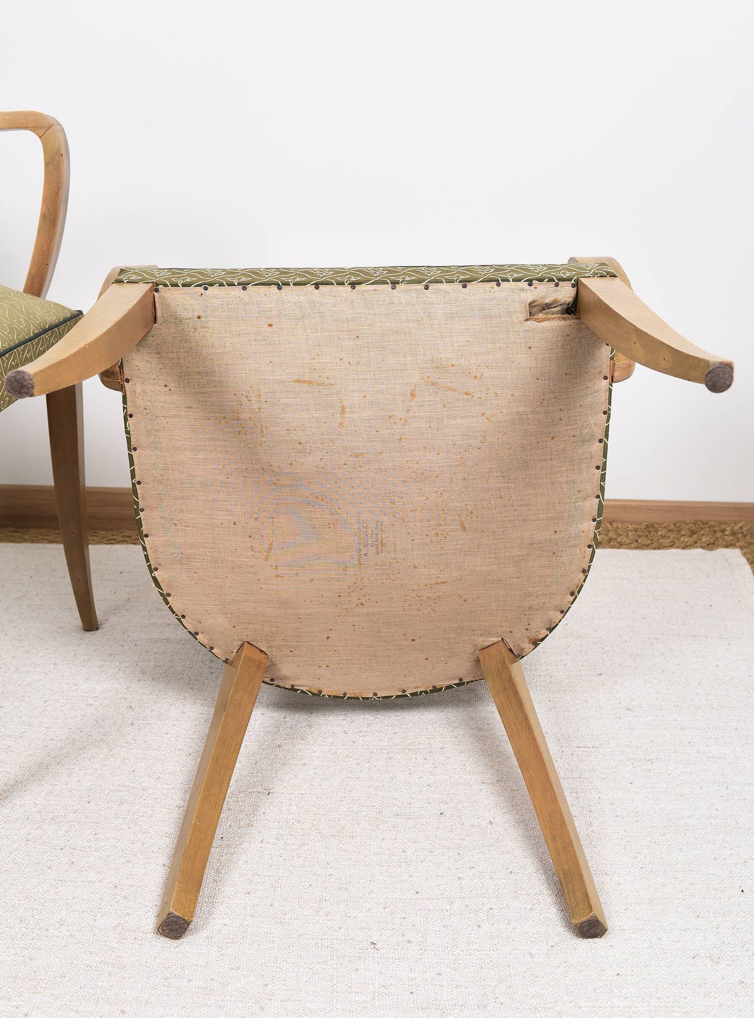 Pair of upholstered bridge armchairs.