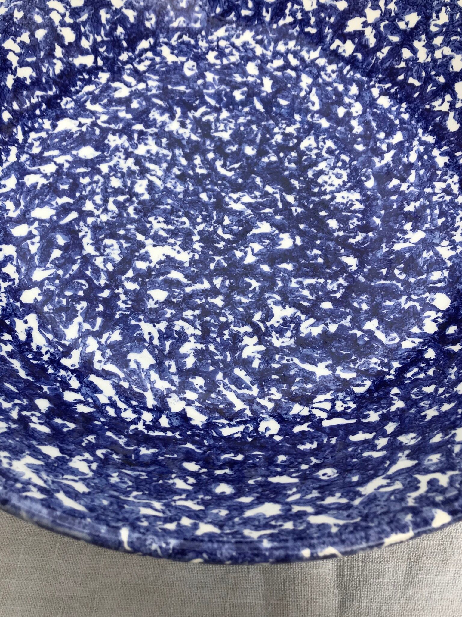 Flat hollow blue speckled Italian Vintage