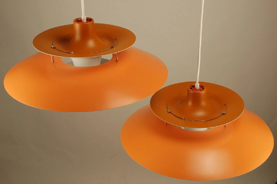 Louis Poulsen PH5 pendants, 1970's Orange