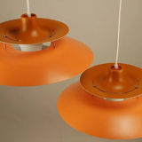 Louis Poulsen PH5 pendants, 1970's Orange