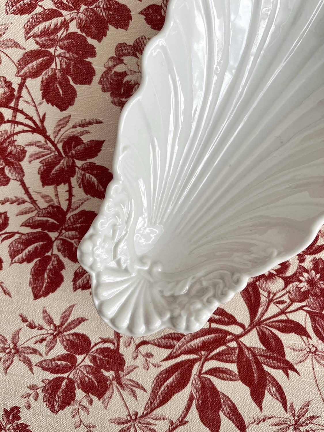 Antique porcelain shell ramekin dish