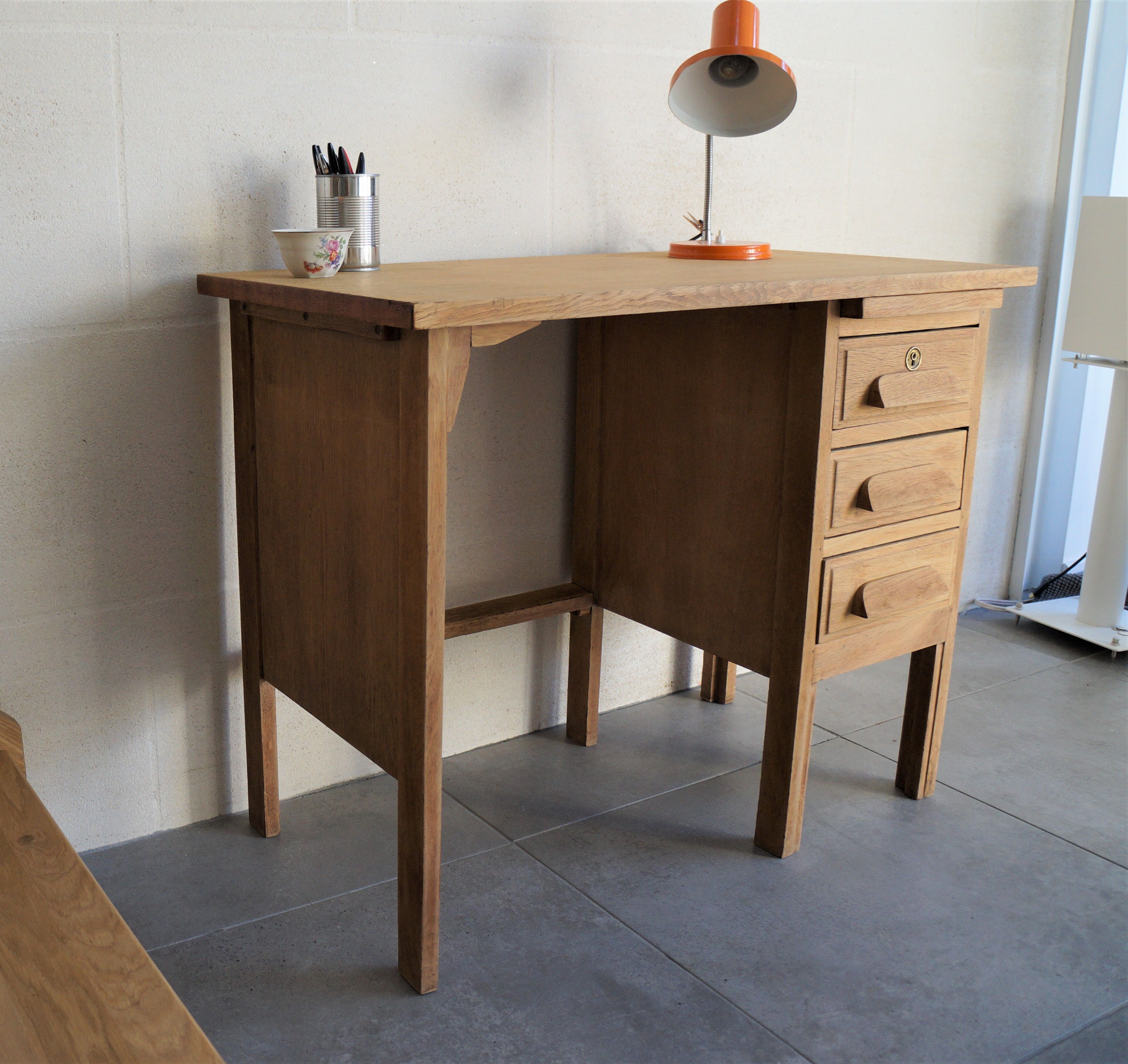Bureau d'usine en bois annees 50