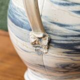 Water jug, signed, blue and white scrolls