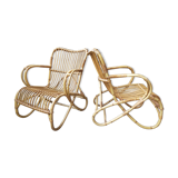 Paire de fauteuils en rotin