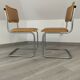 Pair chairs B32 Cesca skaï by Marcel Breuer vintage 1960