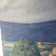 Old painting, landscape Monts du Lyonnais, signed and dated 1947