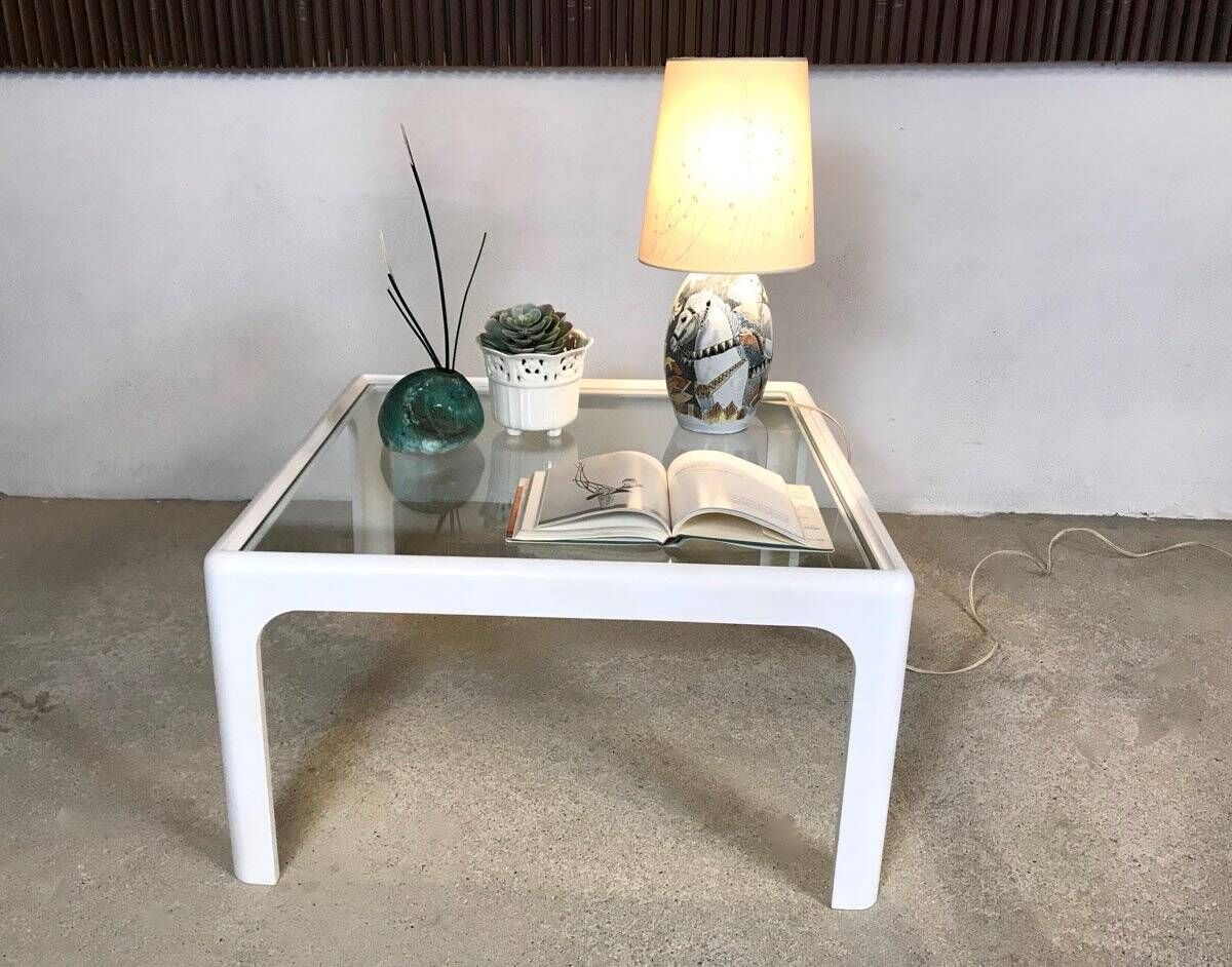 Coffee table with glass top by Peter Ghyczy for Horn Collection, 1960s