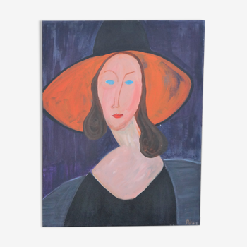 Tableau "La femme au chapeau orange"