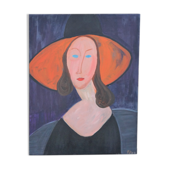 Painting "The woman in the orange hat"