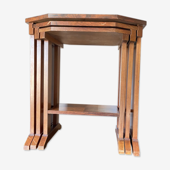 Suite of 3 tables in mahogany 1930
