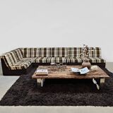 Canapé lounge modulaire vintage à motif à carreaux