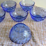 Set of 6 vintage blue bowls by Duralex
