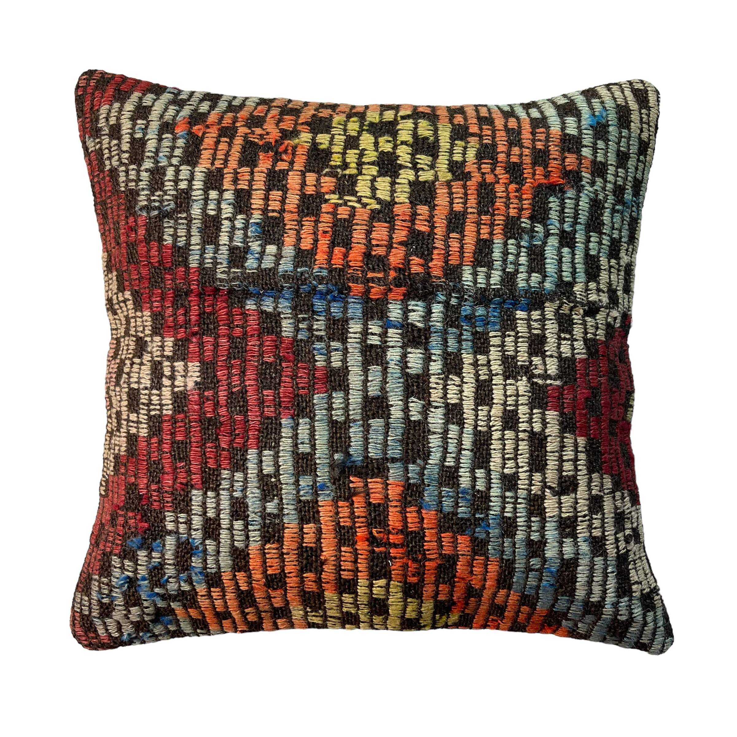 VINTAGE TURKISH KILIM CUSHION COVER , 45 X 45 CM