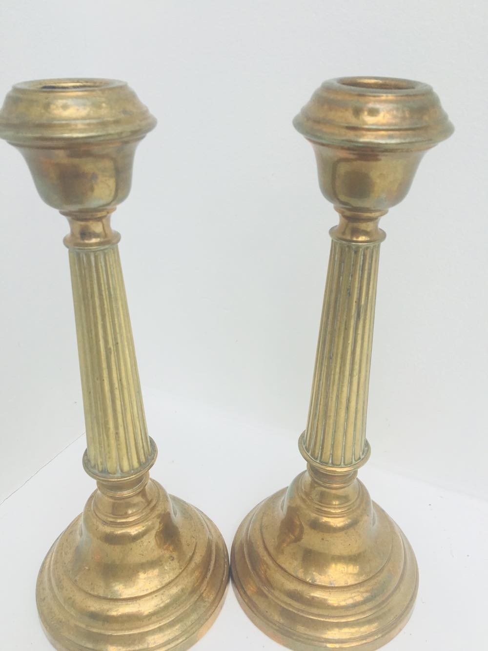 Pair antique bronze candlesticks