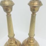 Pair antique bronze candlesticks