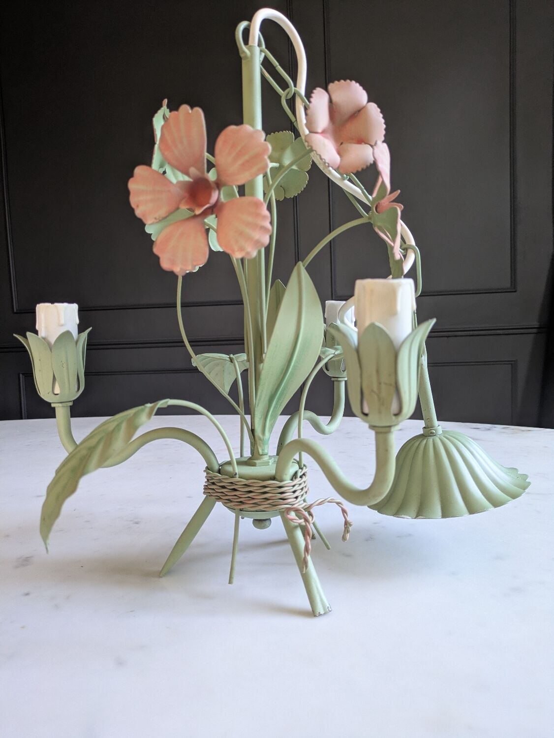 Ancien lustre fleuri italien