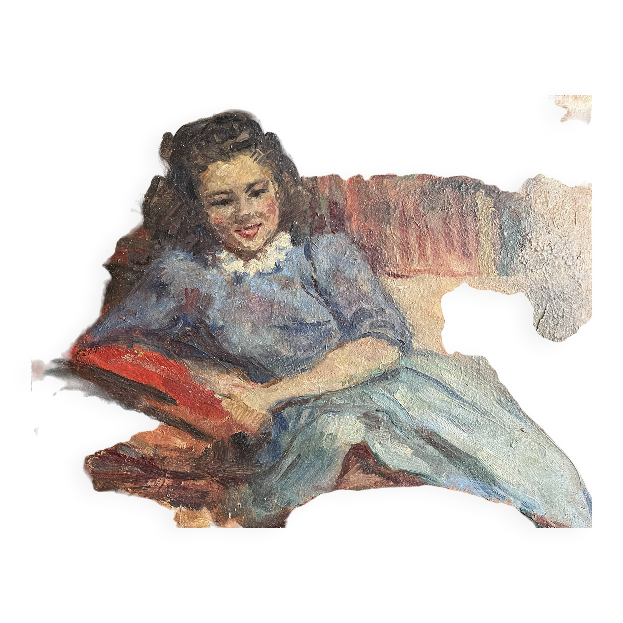 HSP portrait of a young woman seated, signed Lilly Véréa 20th century.