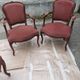 Pair of armchairs with Louis Philippe style footrests in walnut