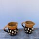Duo of small Italian polka dot jars