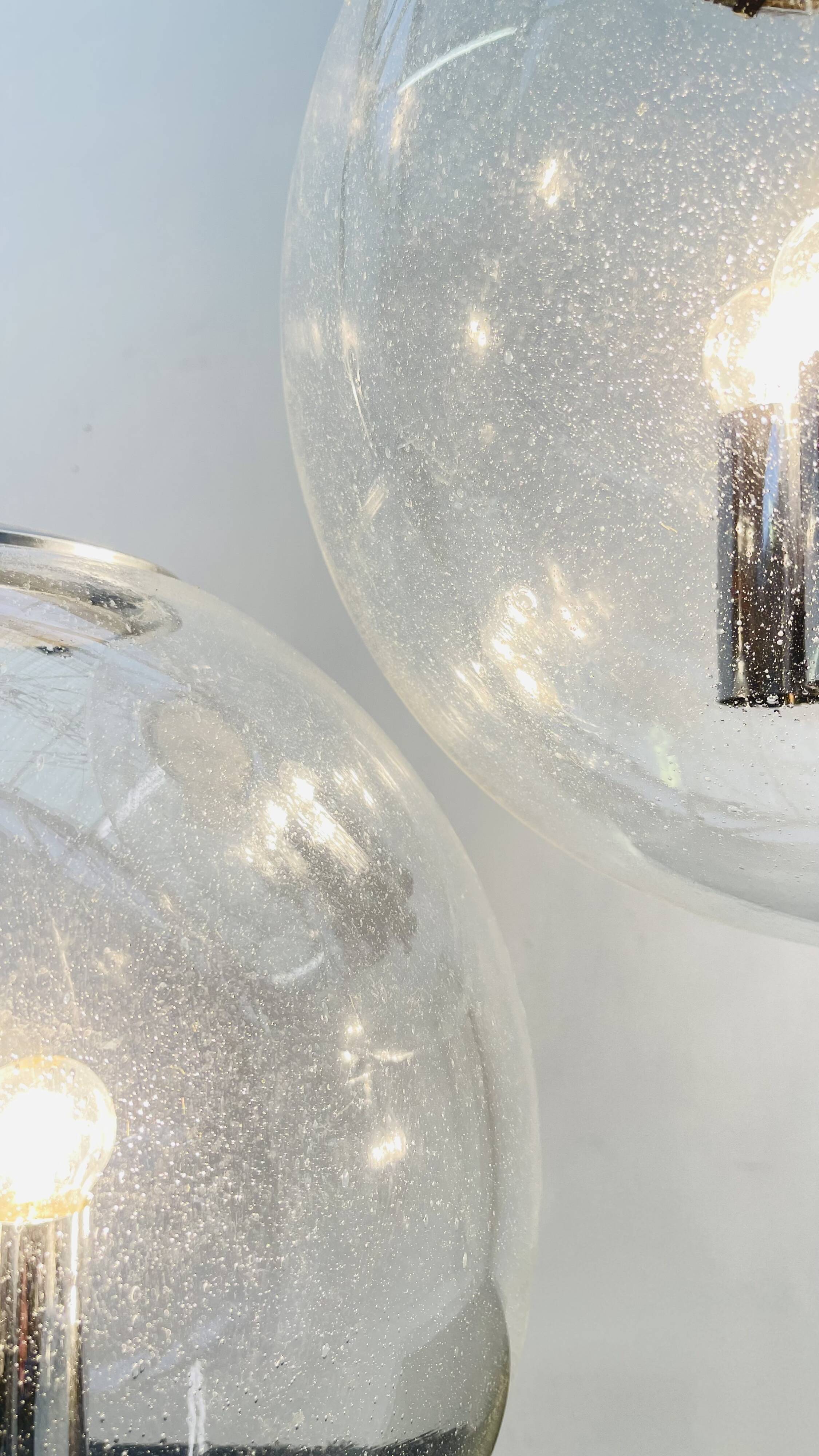 Chrome and bubbled glass balls pendants from the 1970's