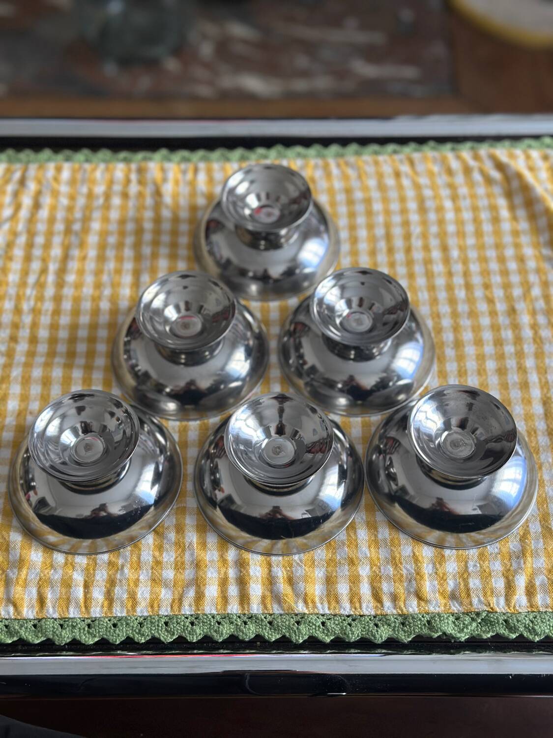 Vintage stainless steel ice cream cups