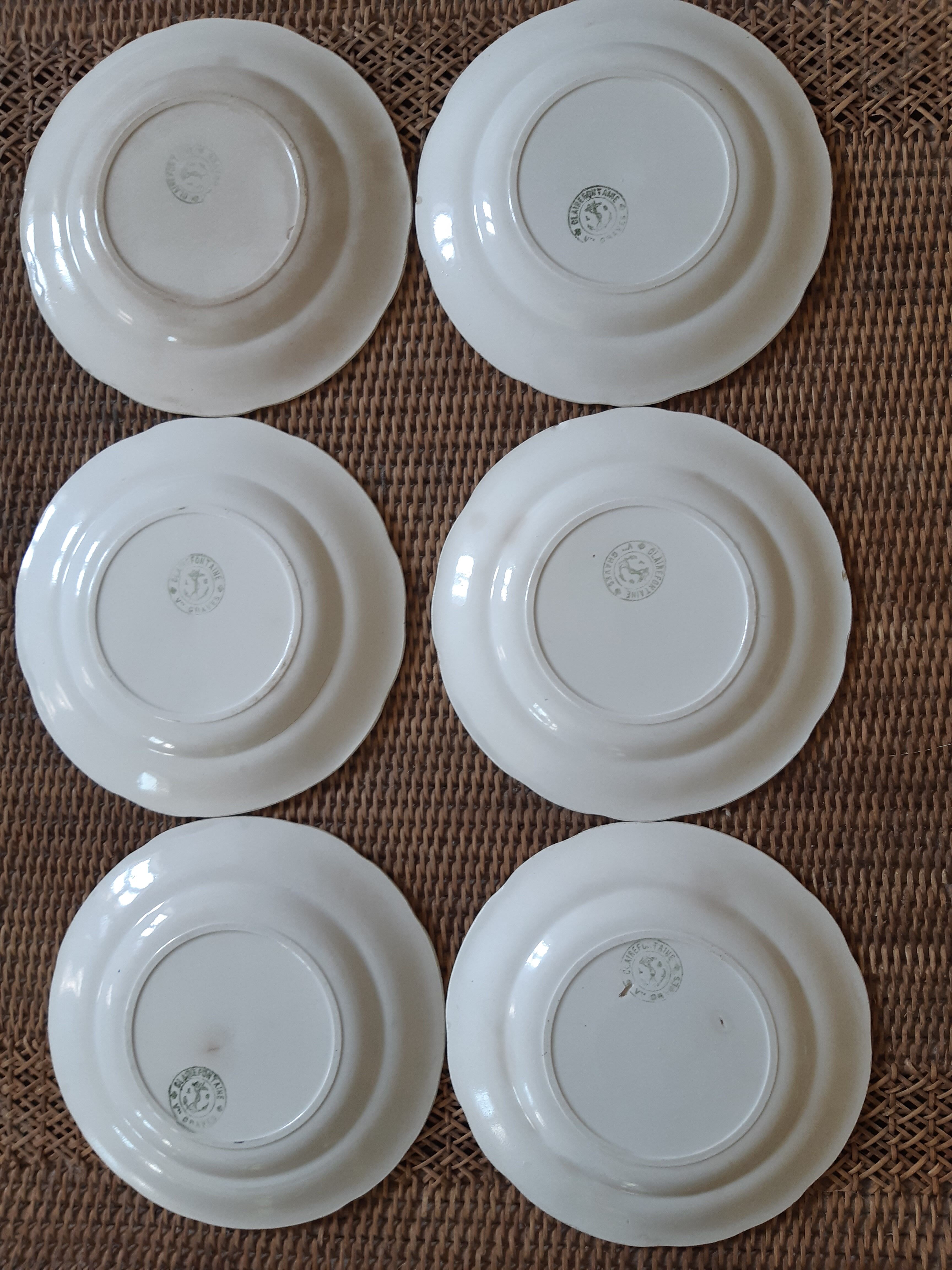 Lot de 6 assiettes barbotine