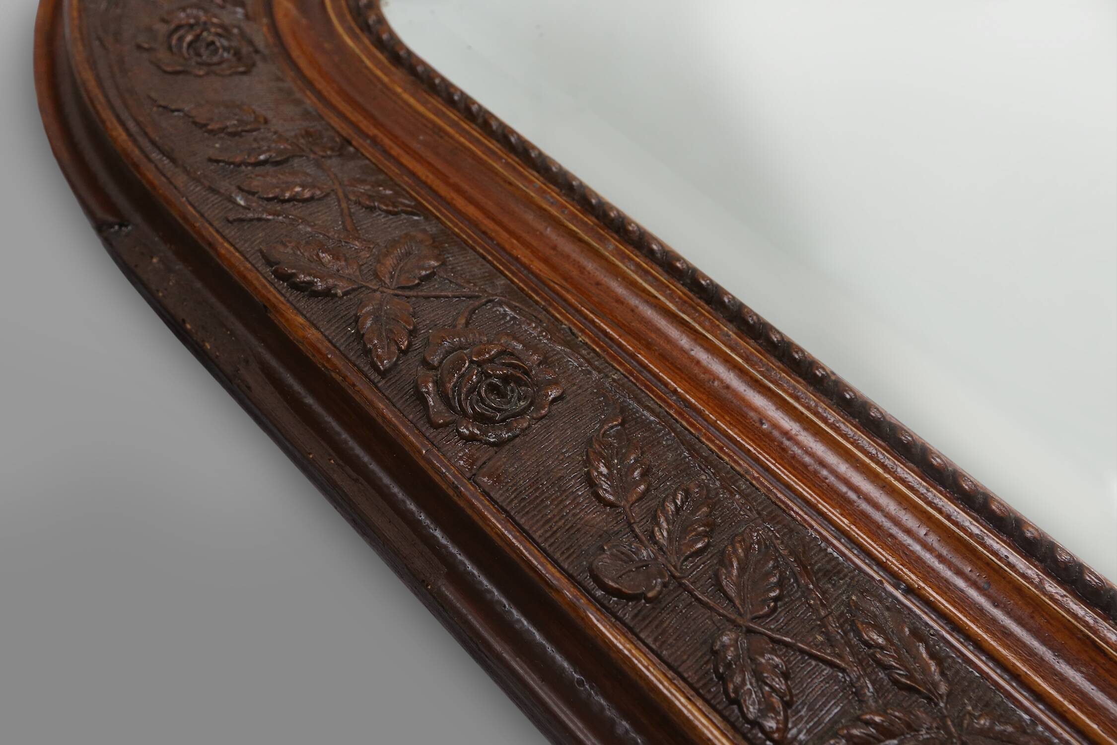 Louis Philippe mirror in plaster and wood with handcrafted decorations, France ca. 1900