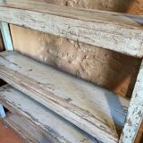 Blue lacquered teak shelves