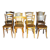 Set of eight bistro chair -1910... 1940- wooden seats.