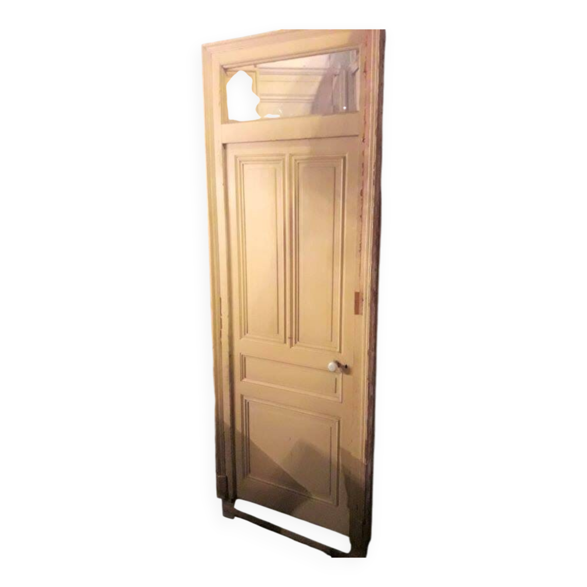 Haussmannian door 83x219 with old glazed transom frame 100x310 interior