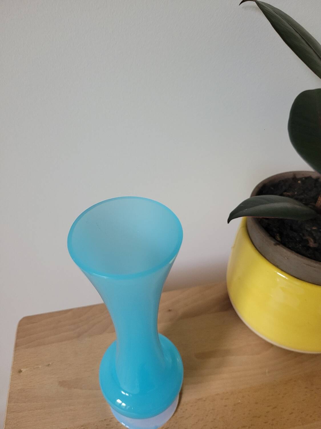 Tall blue opaline vase
